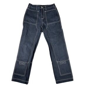 Liquid Lagoon Men's Black Wide Leg Skater Jeans Size 30 Contrast Stitch